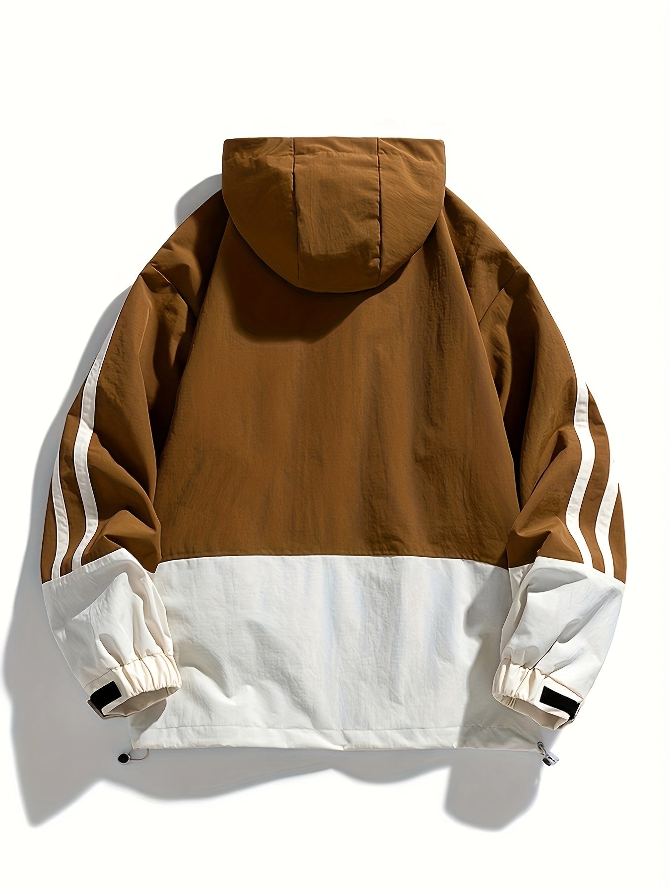 Plus Size Men's Hooded Jacket Contrast Color Spring Autumn Outdoor Sports