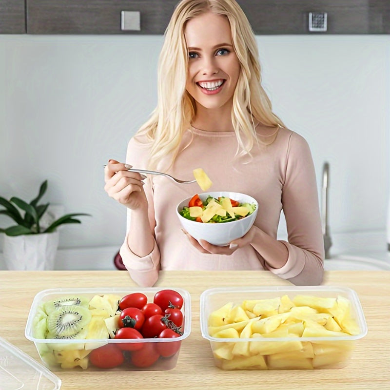 50 Sets Clear Plastic Food Storage Containers with Lids for Takeout and Microwave