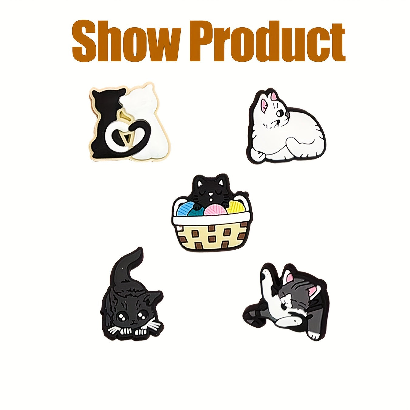 20Pcs Cat PVC Charms Set Assorted Cute Cat Designs DIY Shoe Pins for Sandals Bracelets