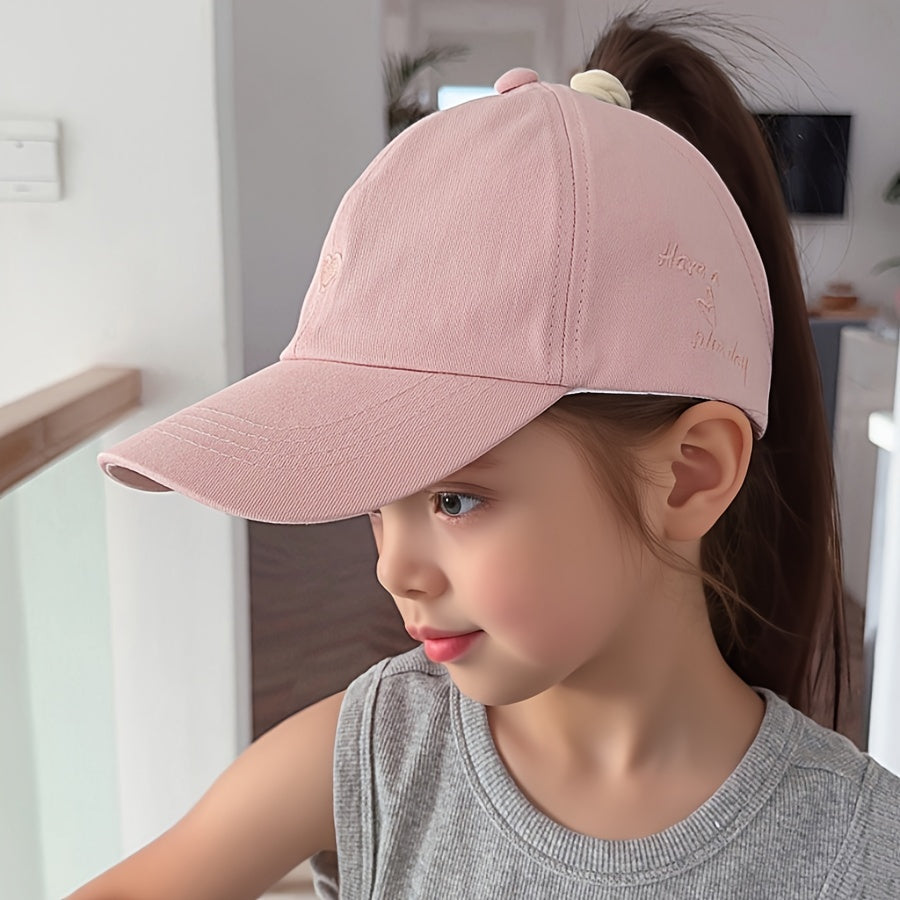 Kids Sun Protection Baseball Cap for Girls and Boys Heart Pattern Fitted Spring Summer