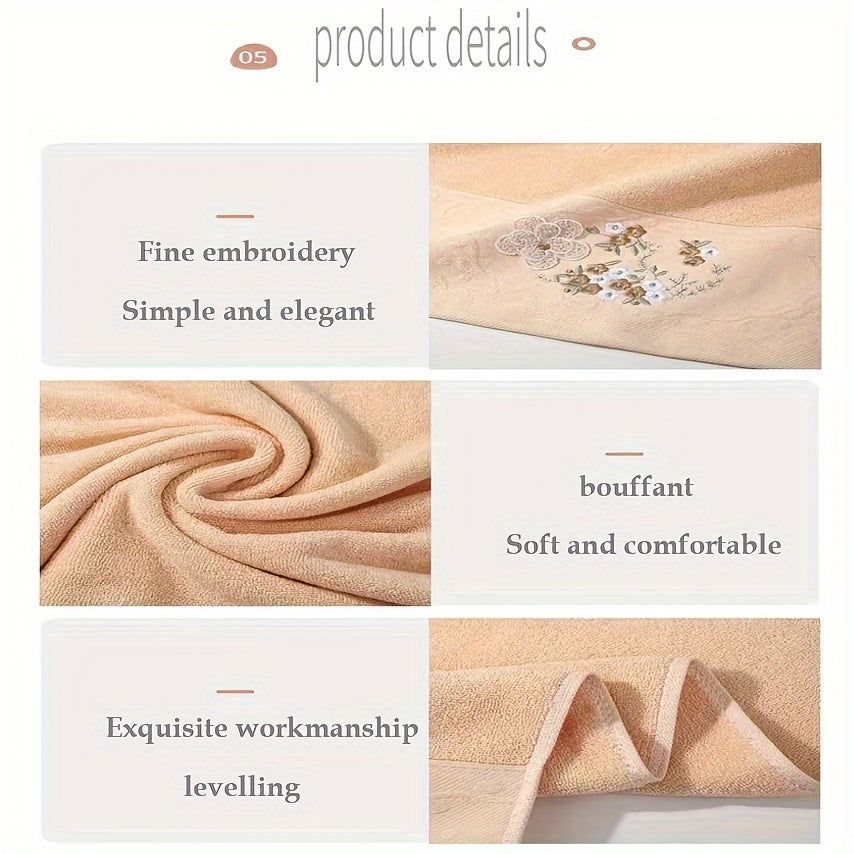 Cotton Embroidered Hand Towels Set Quick-Drying Absorbent for Bathroom