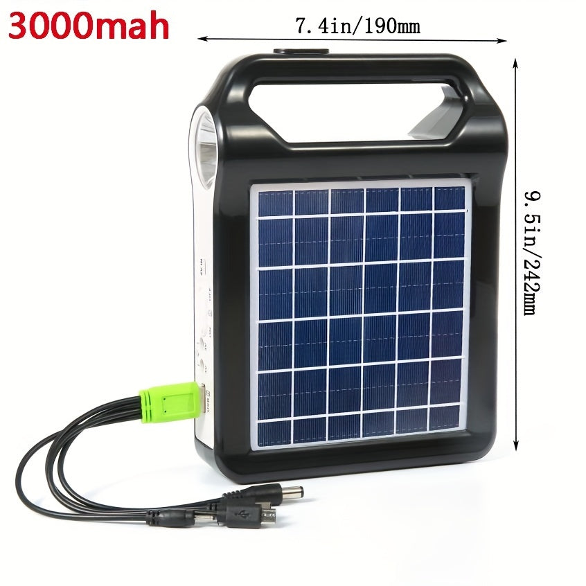 Portable Solar Panel Power Bank Kit with USB Charger and Lamp for Outdoors