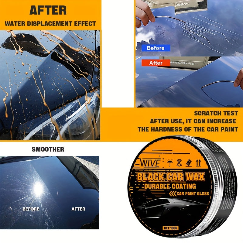Cera en pasta para coche negro, recubrimiento cerámico para brillo alto, resistencia a rayaduras