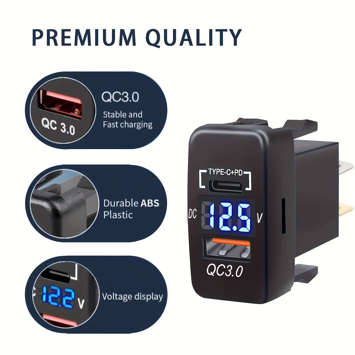 Universal Matte Finish Dual USB Charger Socket for Toyota Vehicles