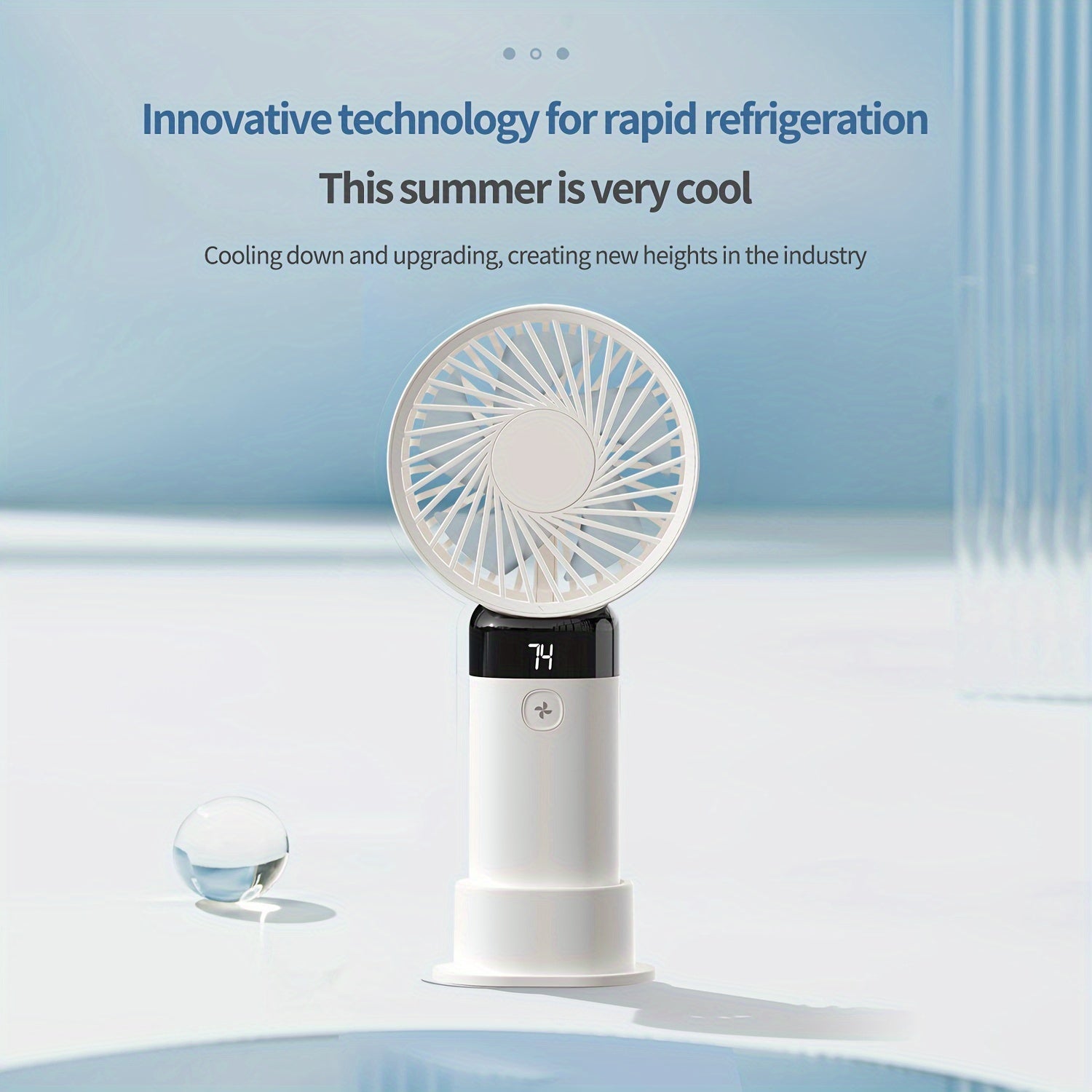 Mini Handheld Desk Fan with 3 Speeds Digital Display and USB Charging