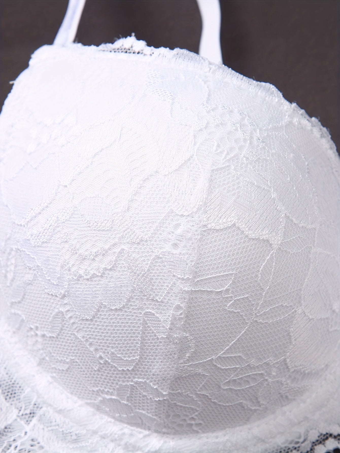 Set of 3 Lace Bras Black Beige White Breathable Underwire Non-Padded Knit Lingerie