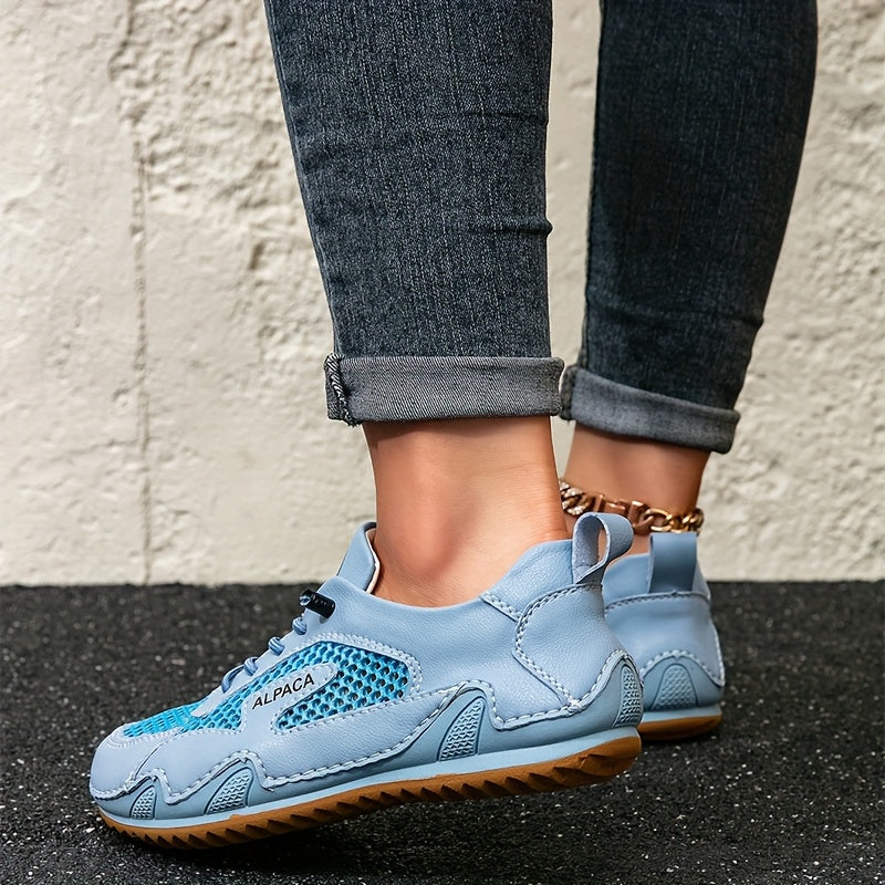 Women Breathable Mesh Sports Shoes Lightweight Slip-Resistant Casual Sneakers White Black