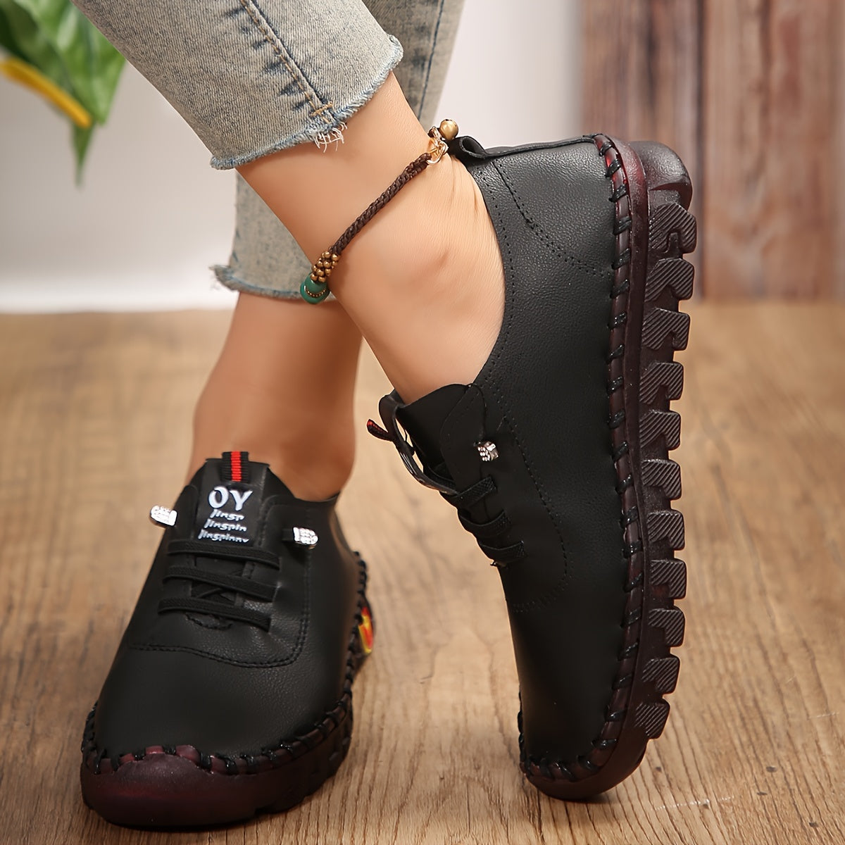 Women's Solid Color Lace-Up Low-Top Casual Non-Slip Shoes