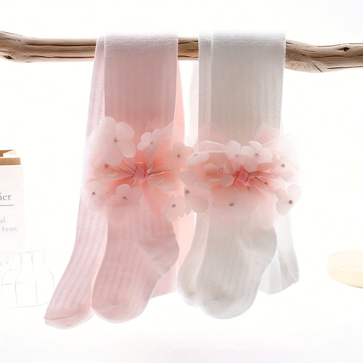 Girls' Summer Mosquito-Proof Floral Bow Leggings Cotton Blend 2 Pack