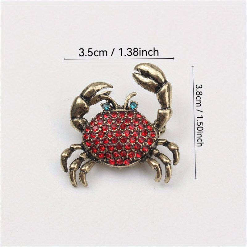 Vintage Rhinestone Crab Brooch Pin for Dresses and Sweaters Elegant Jewelry Gift for Ladies and Girls
