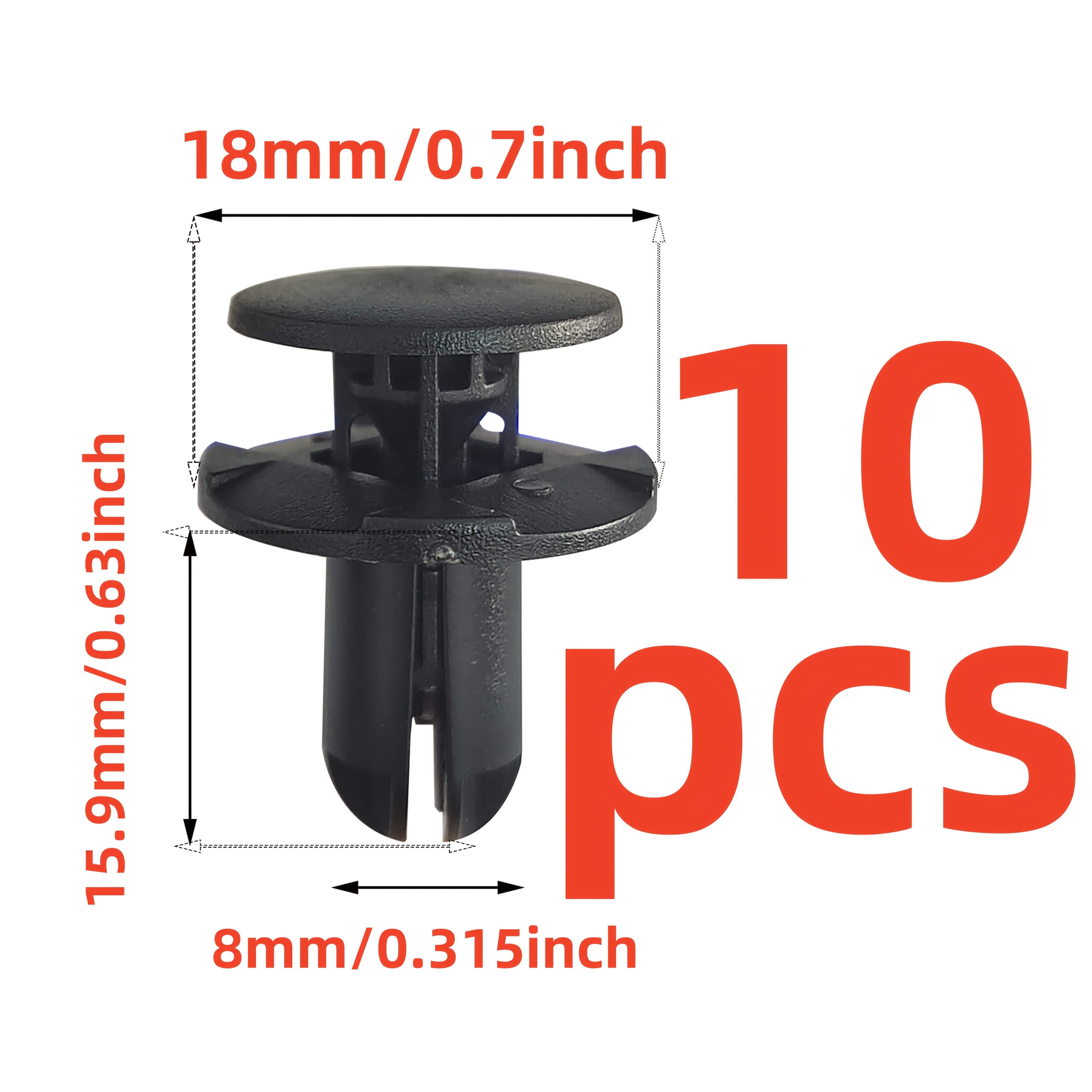 Pack de 10/30/50 Clips de retención de panel de revestimiento de carrocería de plástico de tipo empuje