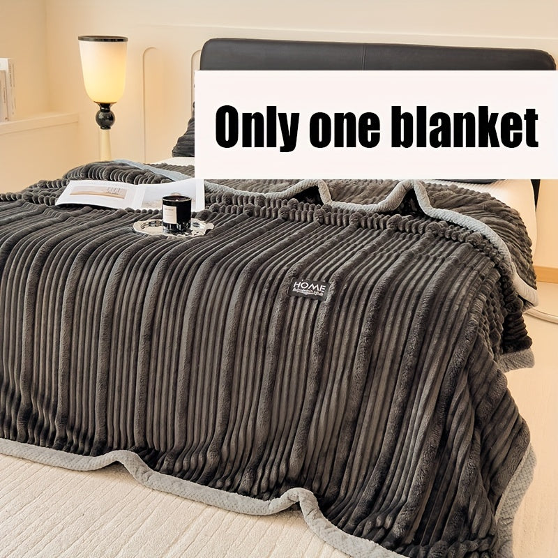 Manta moderna de pelo sintético a rayas para cama y sofá, para todas las estaciones, lavable a máquina