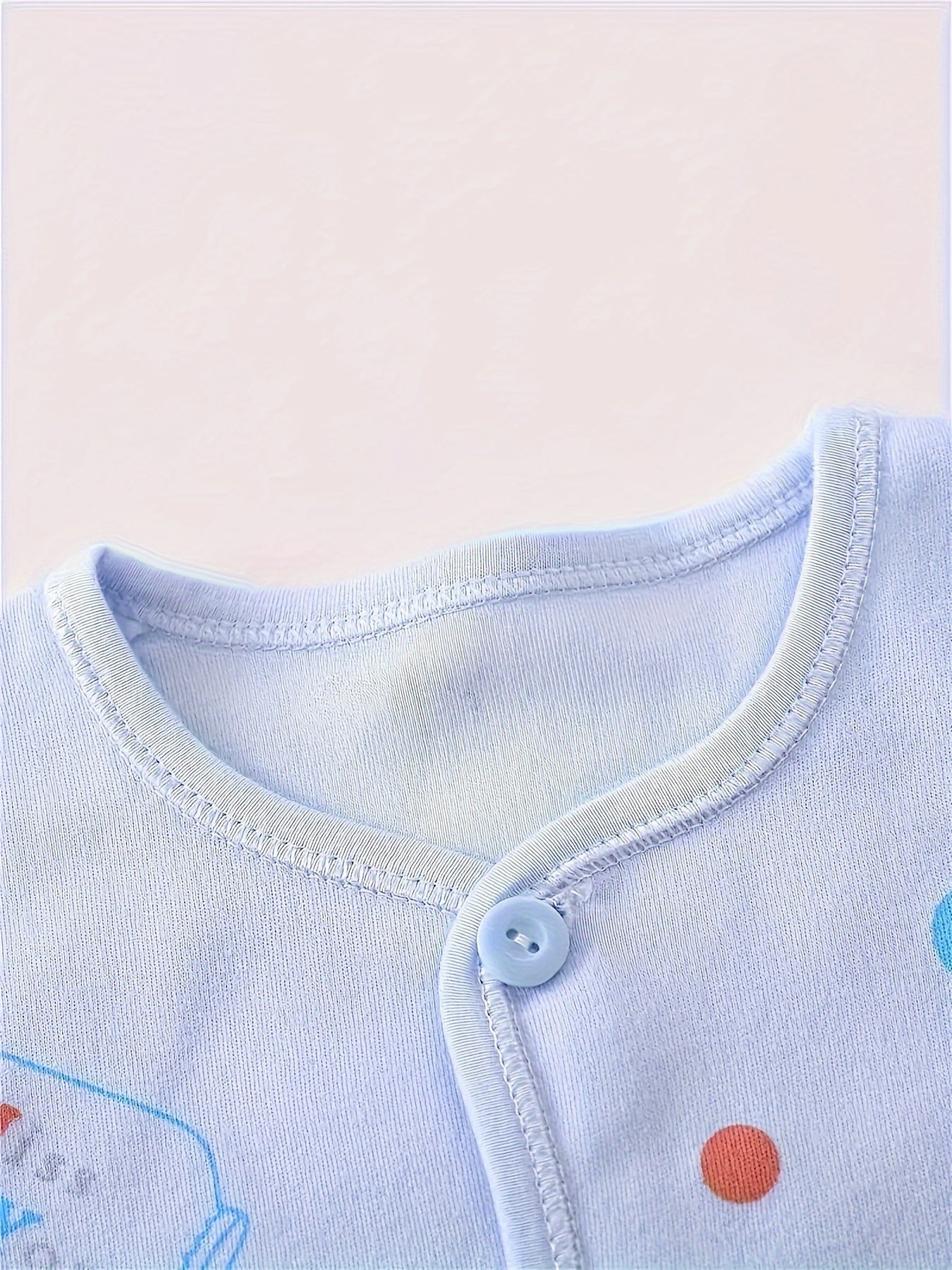 Baby Girl Cotton Clothing Set 7-Piece with Bear and Rabbit Cartoon All Over Print