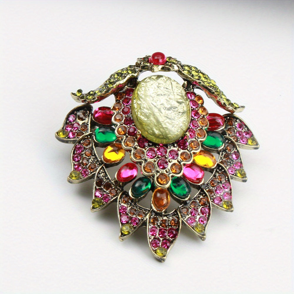 Vintage Cartoon Rhinestone Brooch Enamel Pin for Women Baroque Style Irregular Shape