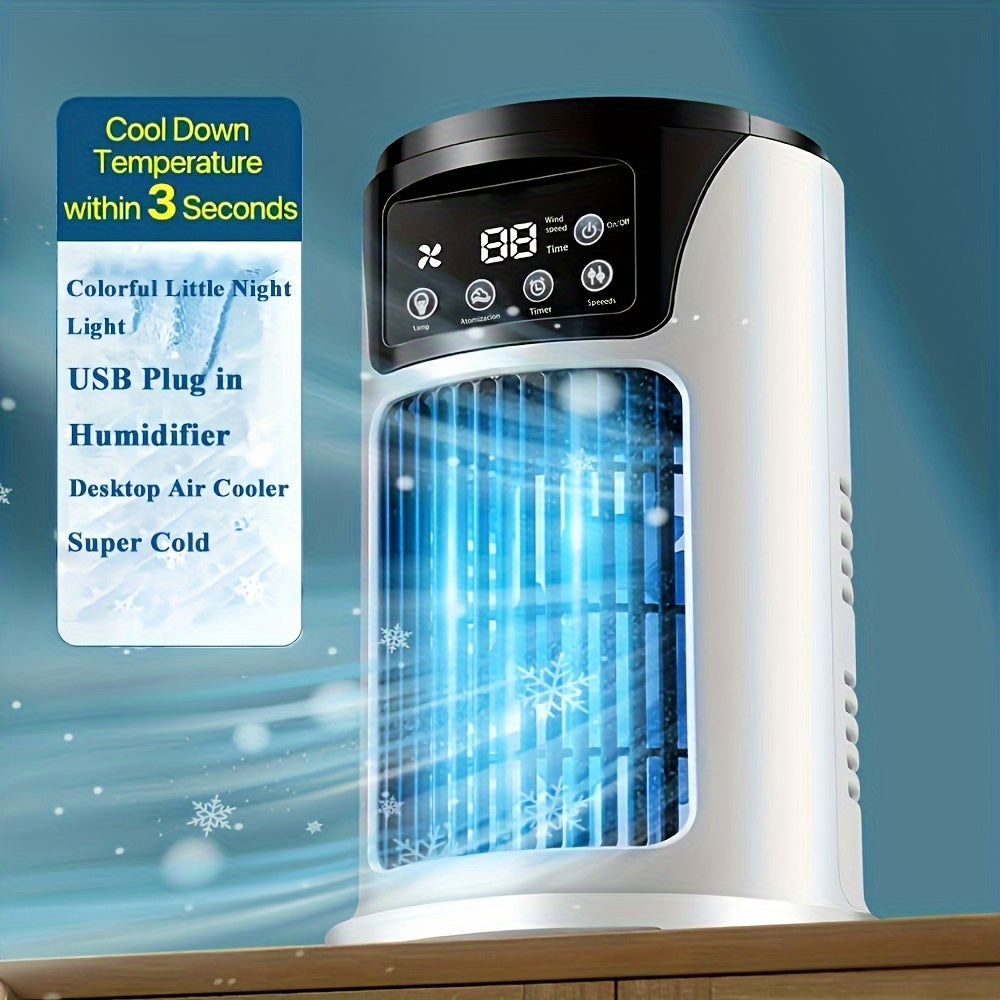 Portable USB Air Conditioner with Humidifier and Cooling Fan for Home Office