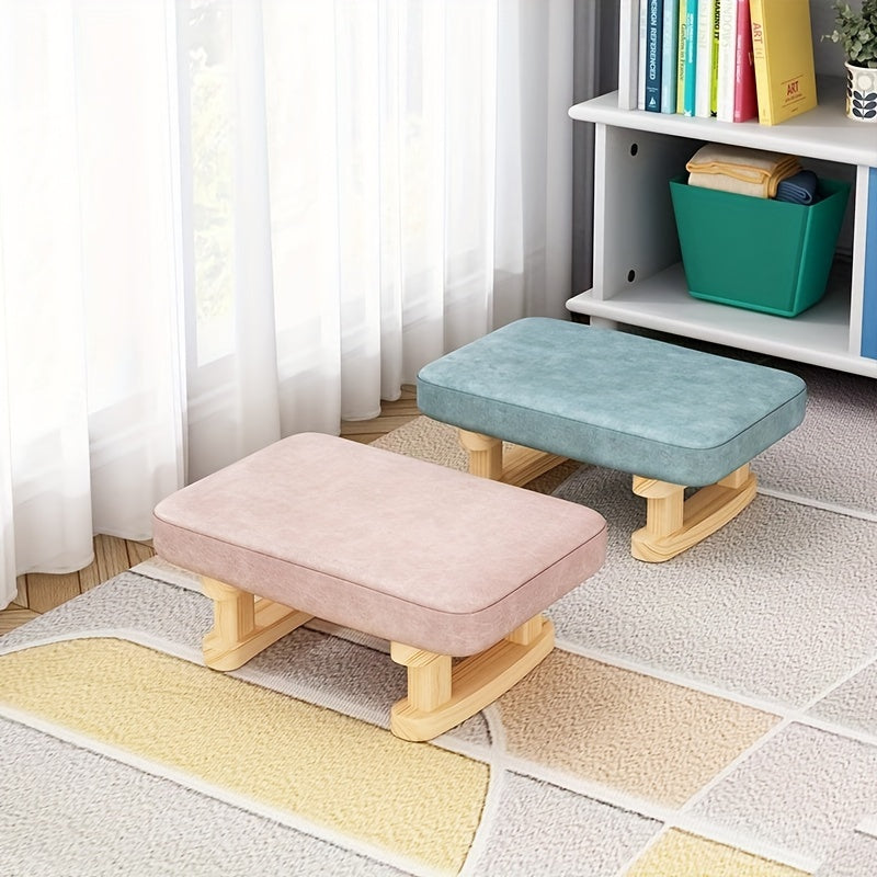 Compact Wooden Home Stool for Living Room with Washable Removable Cover