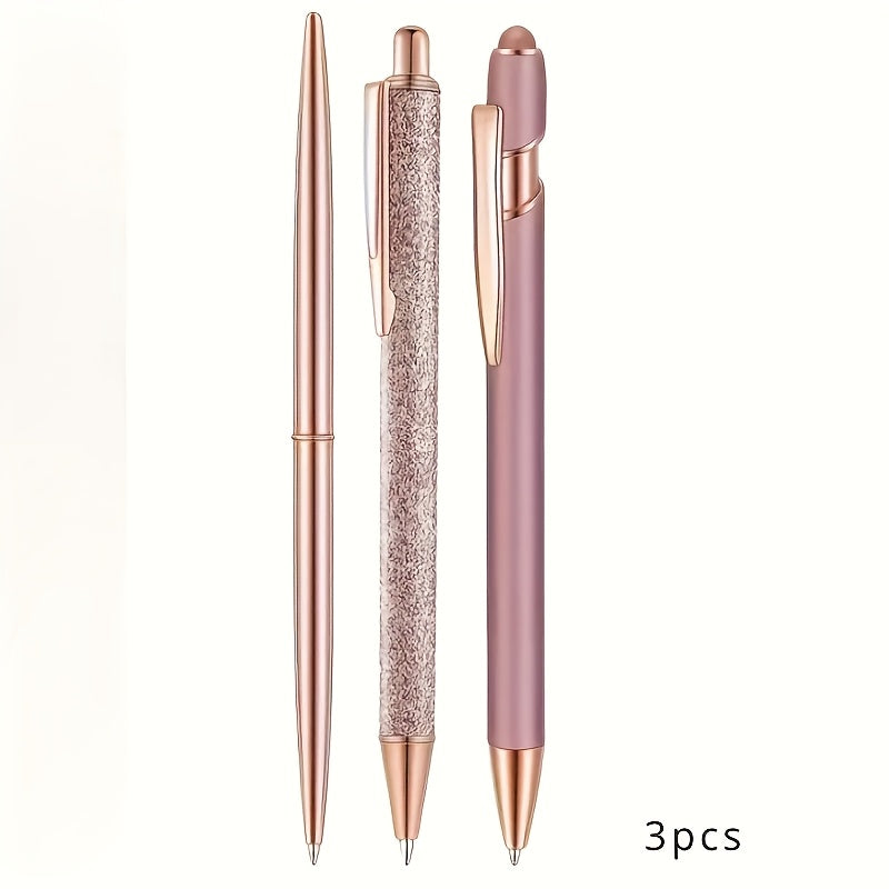 Metal Crystal Diamond Ballpoint Pen Set 3-8 Pieces for Women Journaling Office
