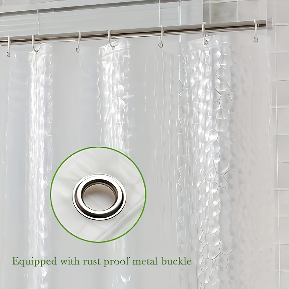 Waterproof 3D Pebble Pattern Shower Curtain Without Hooks for Bathroom Decoration