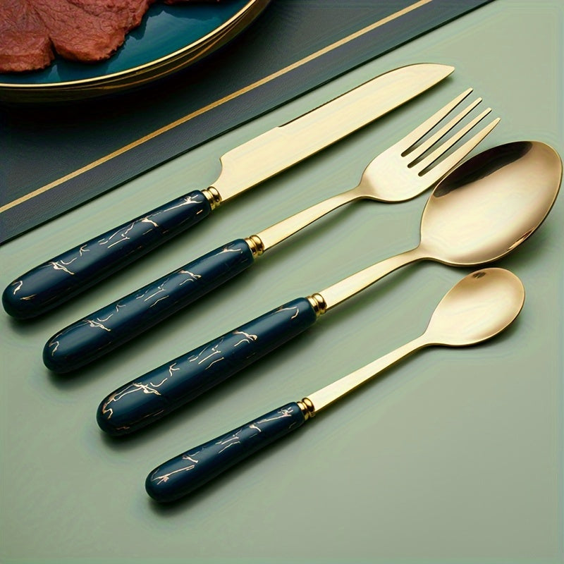 Набор столовых приборов из нержавеющей стали на 24 предмета с керамическими ручками для обеда и десерта