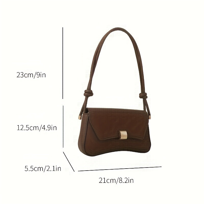 Women's Shoulder Bag PU Solid Color Lightweight for Daily Use in Black White Brown