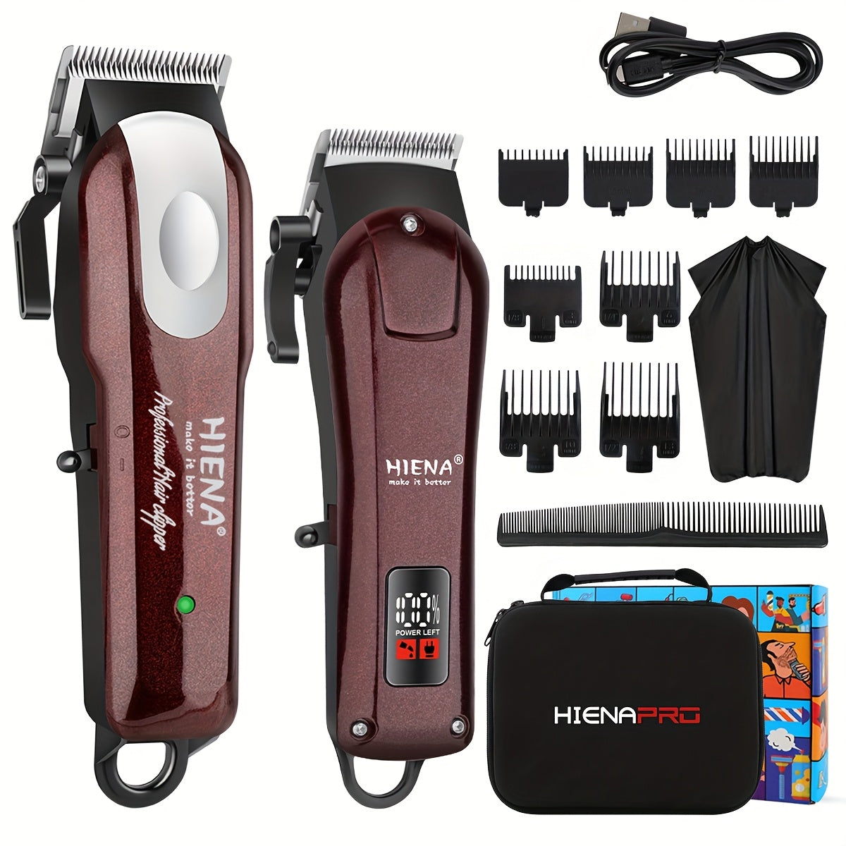 Kit de cortapelos eléctrico con bolsa de almacenamiento y accesorios para hombres, set de cuidado personal de 70 piezas