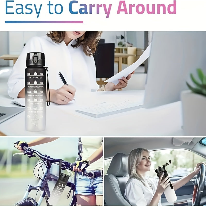 Vaqt o'lchovi va gradient rang bilan 32oz BPA-Free sport suyuqlik shishasi