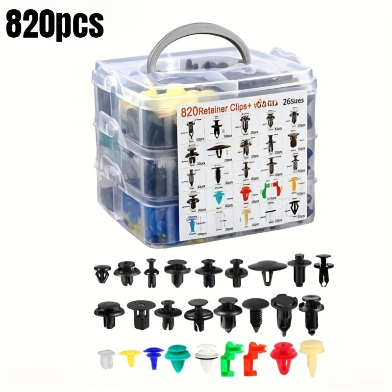 Avtomobil qisqichlar to'plami 820/925 dona plastik kliplar, vintlar, bumpers, tailgate