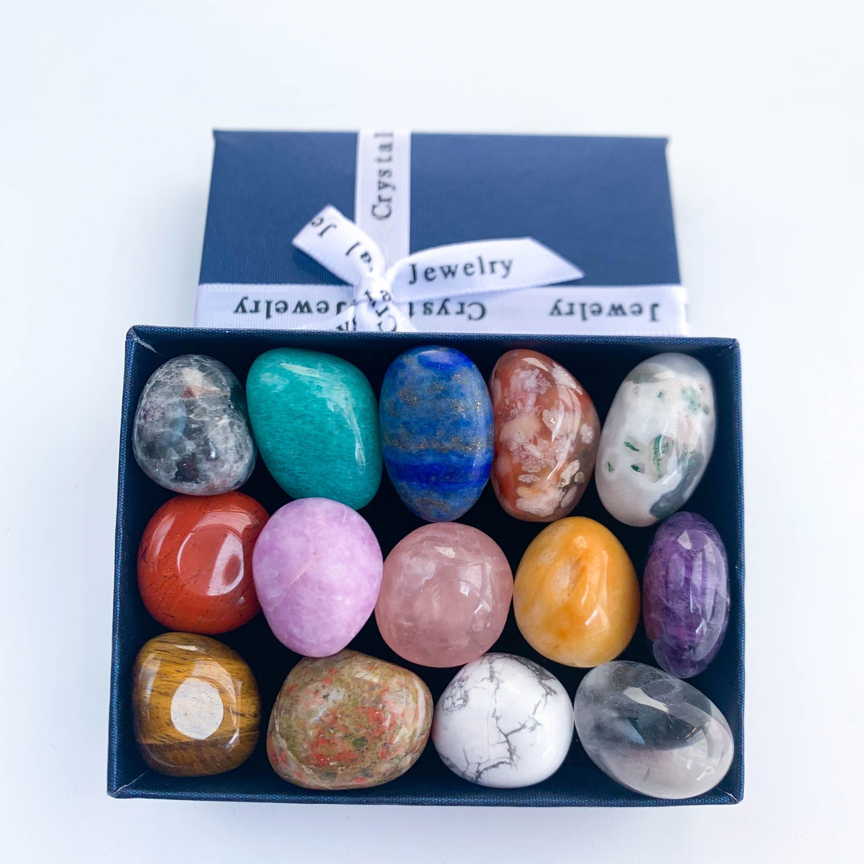 Handmade Stone Jewelry Boxes with Natural Stones and Accessories for DIY Projects or Gifts