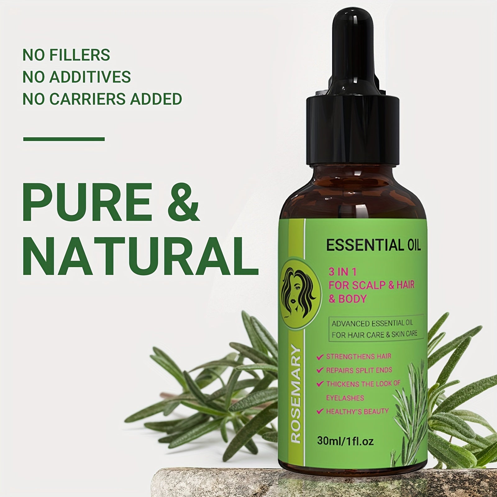 Unisex Natural Rosemary Oil 3-in-1 Hair, Scalp, Body Moisturizer