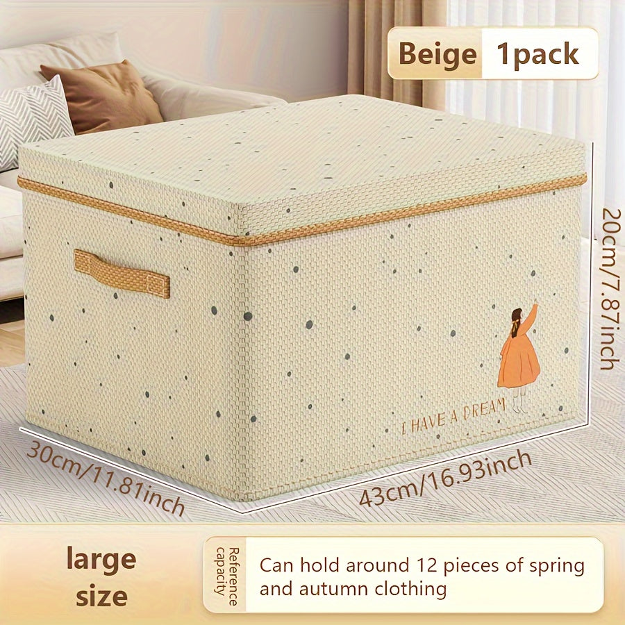 Foldable Fabric Storage Box with Lid for Clothes Toys and Home Organization