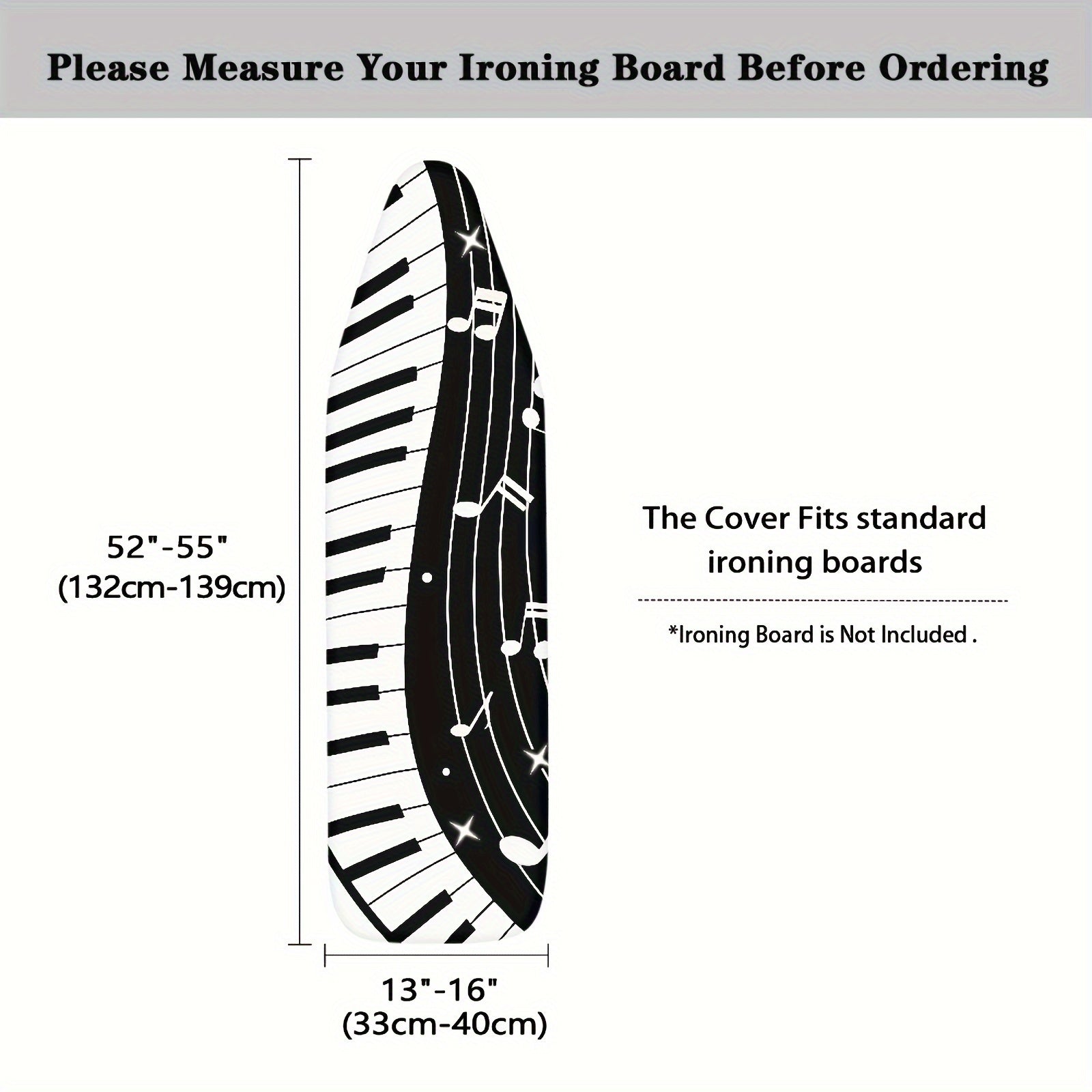 Music-Themed Standard Size Ironing Board Dust Cover with Hook & Loop Fastener
