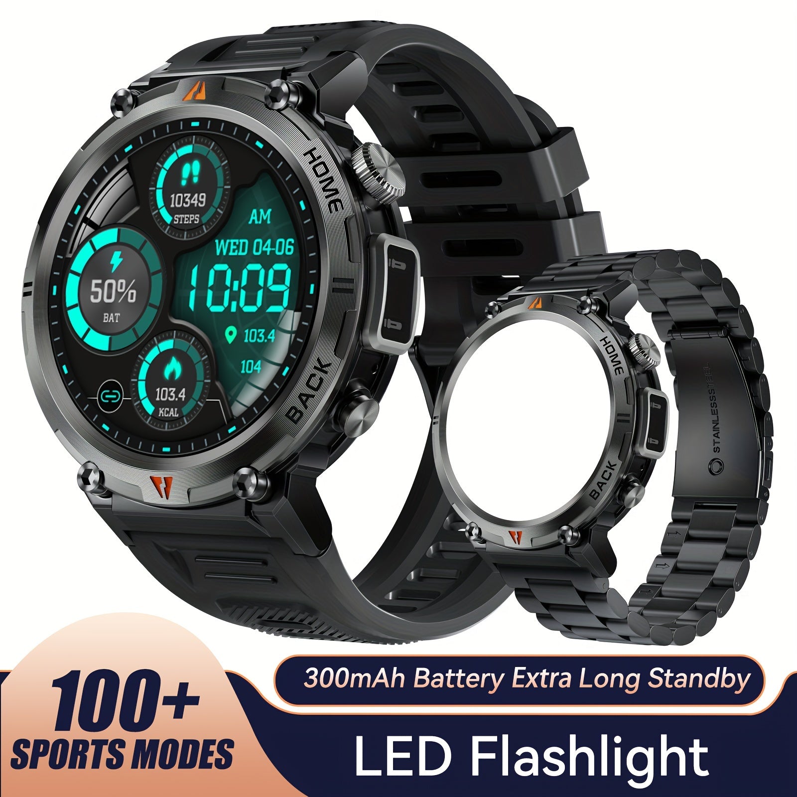 Men's Smartwatch with TFT Display Water Resistant Sports Modes Compatible with iPhone and Android