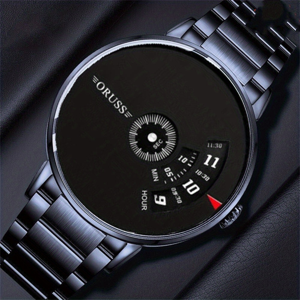 Men's Watch Elegant Stainless Steel Business Casual Black Dial