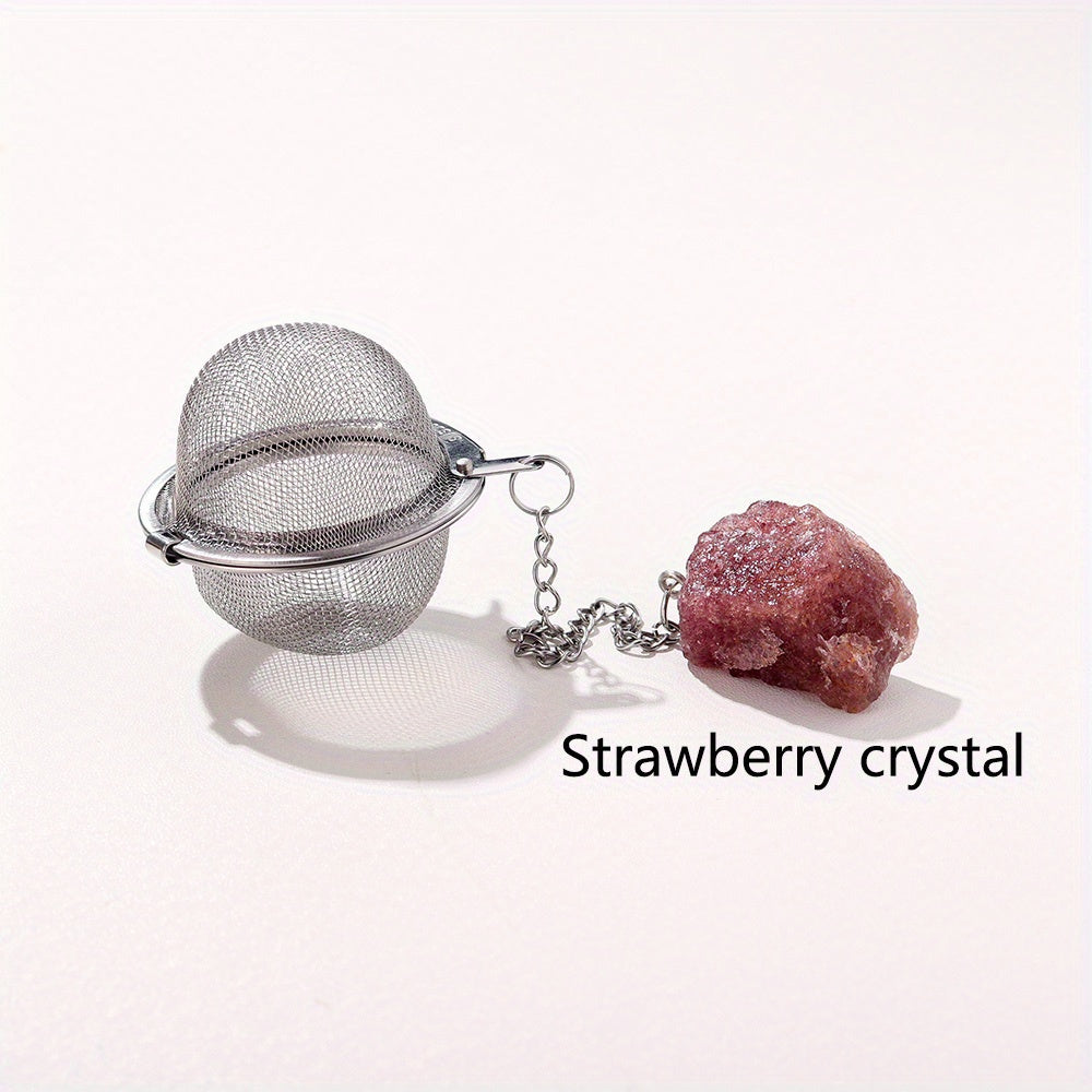 Stainless Steel Tea Filter Maker with Natural Crystal Stone