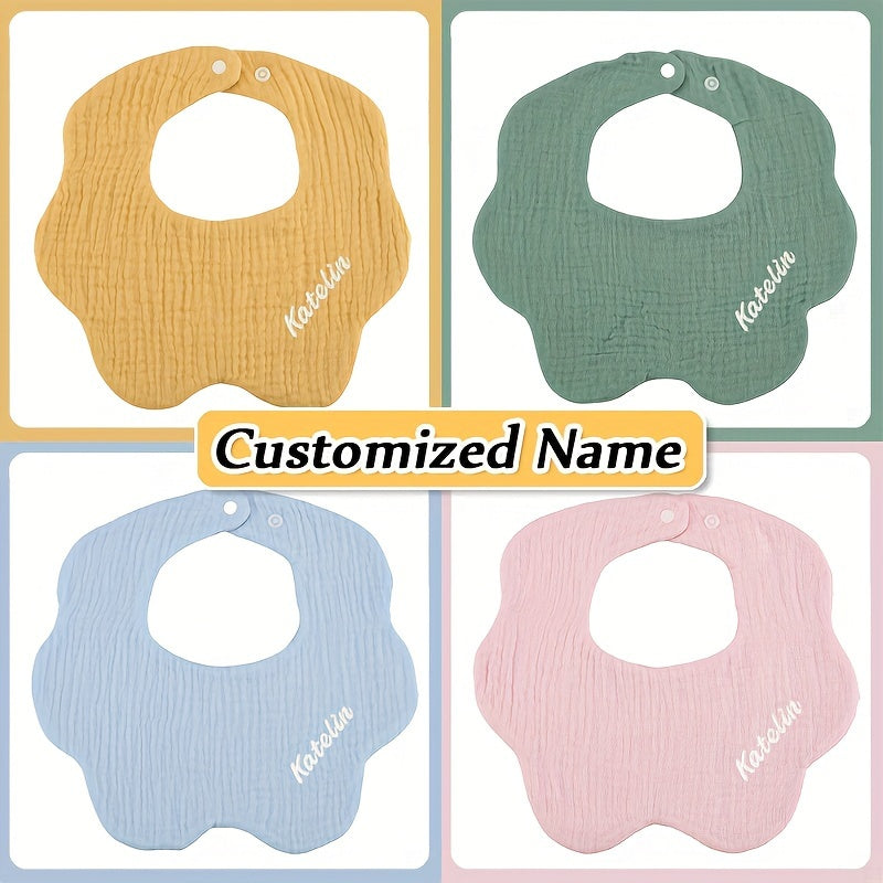 Baby Bibs Set of 3 Soft Cotton Adjustable Snap Buttons Custom Engraving for Infants and Toddlers