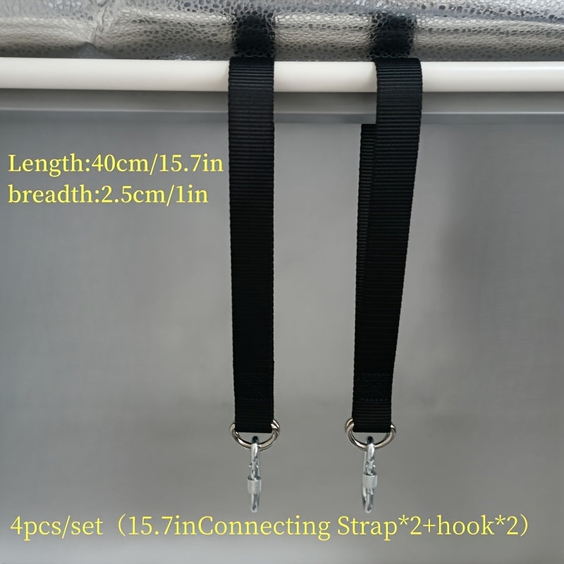 4pcs Outdoor Hanging Strap Set with Hooks Black Webbing for Camping Swings Sandbags Hammocks