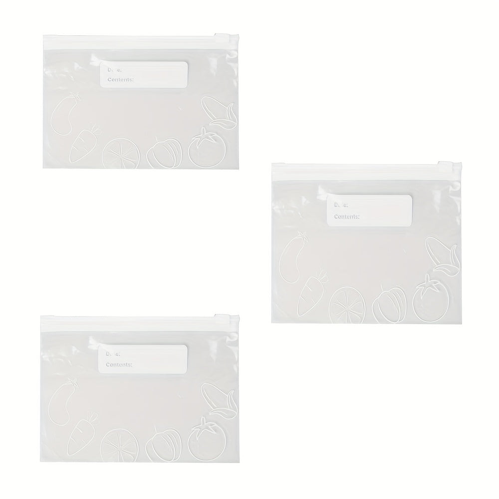 Juego de bolsas reutilizables con cierre zip, contenedores de almacenamiento transparentes de grado alimentario para viajes, camping, cocina y congelador