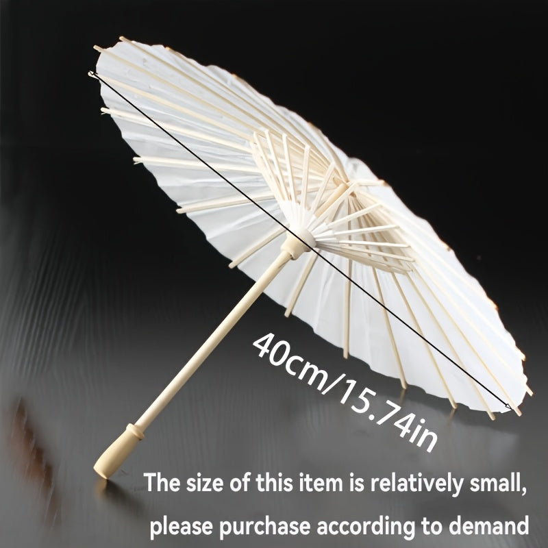 White Oil Paper Umbrella for Weddings and Photos Sun-Blocking Round Modern Style