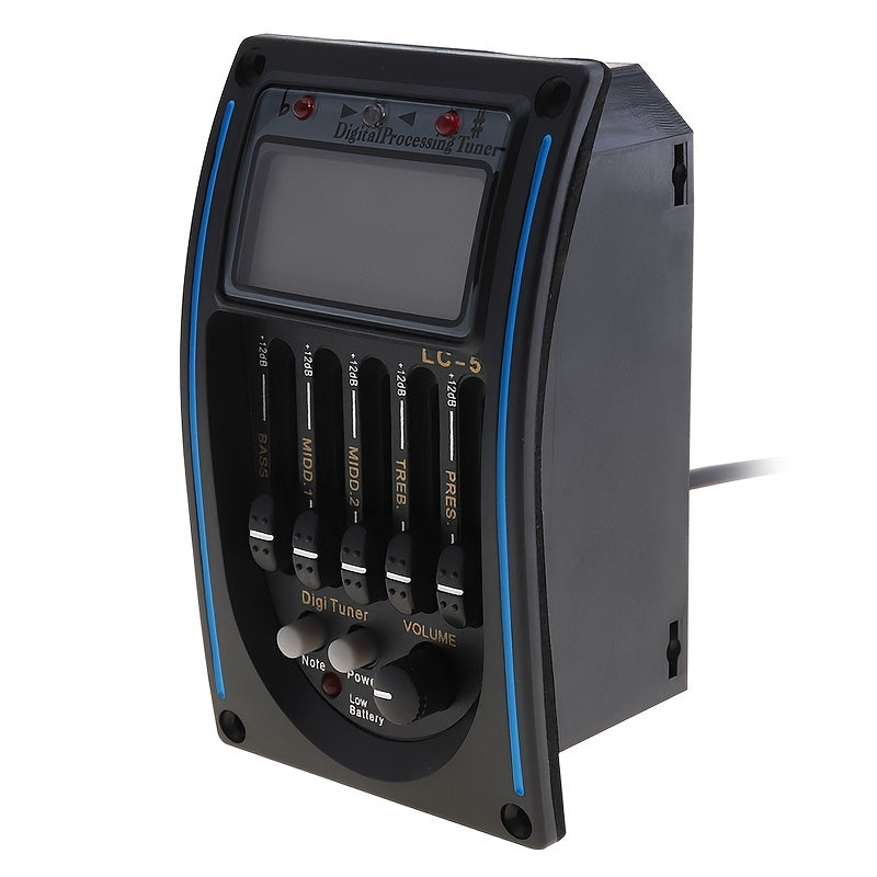 5-Band EQ Guitar Bass Preamp with LCD Tuner Piezo Pickup for Acoustic Sound