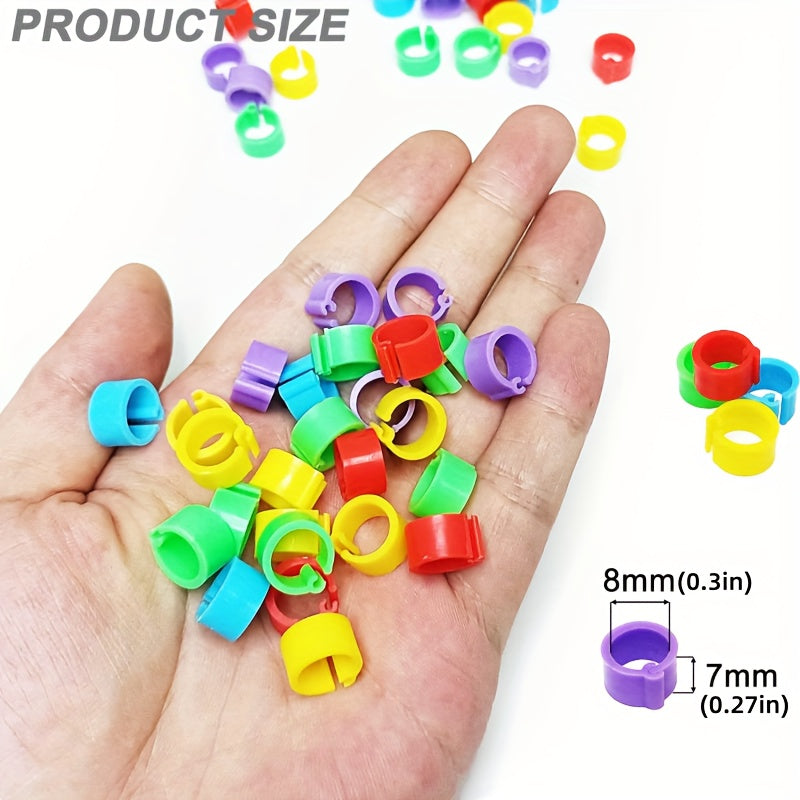 Colorful Plastic Bird Leg Bands Set of 100 for Pigeons Parrots Finches Canaries