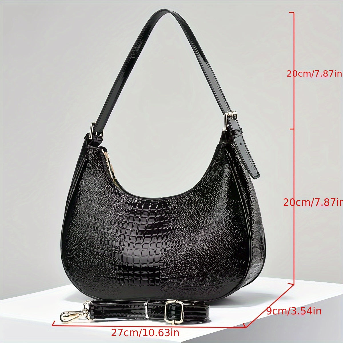 Women's Crossbody Bag with Crocodile Pattern Embossed PU Leather