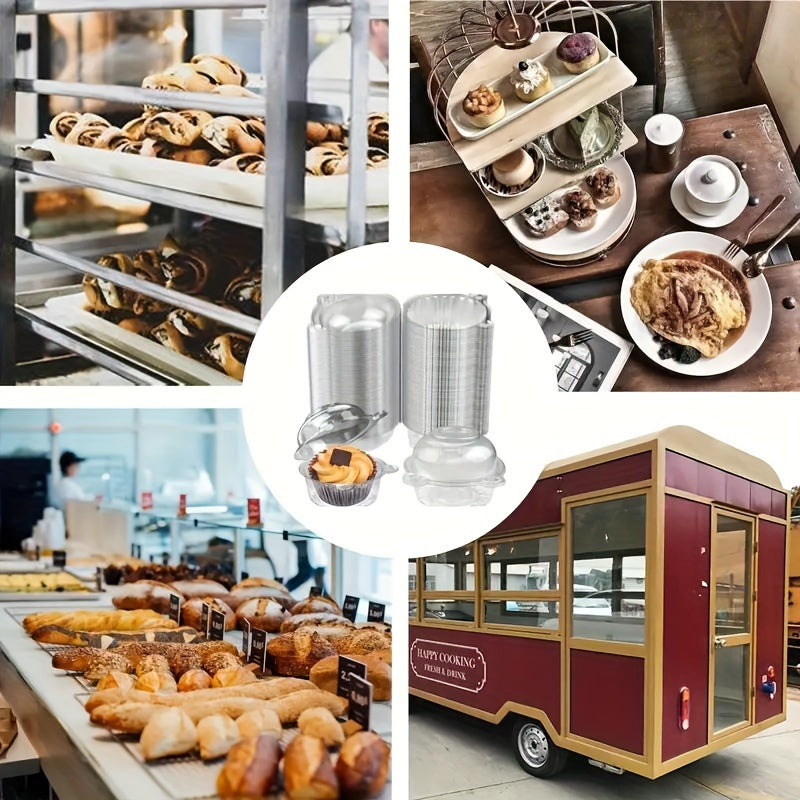 Disposable Plastic Pastry Packaging Boxes for Muffins and Cakes, 25-100 Pack