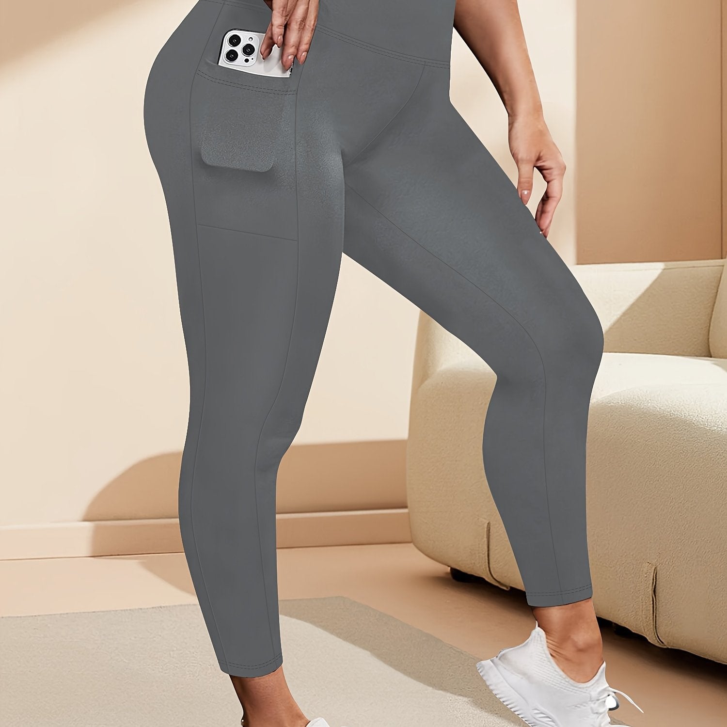 Plus Size Women Leggings High Waisted Tummy Control Black Workout Yoga Pants