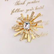 Elegant Sunflower Brooch Pin for Women and Men Rhinestone Jewelry