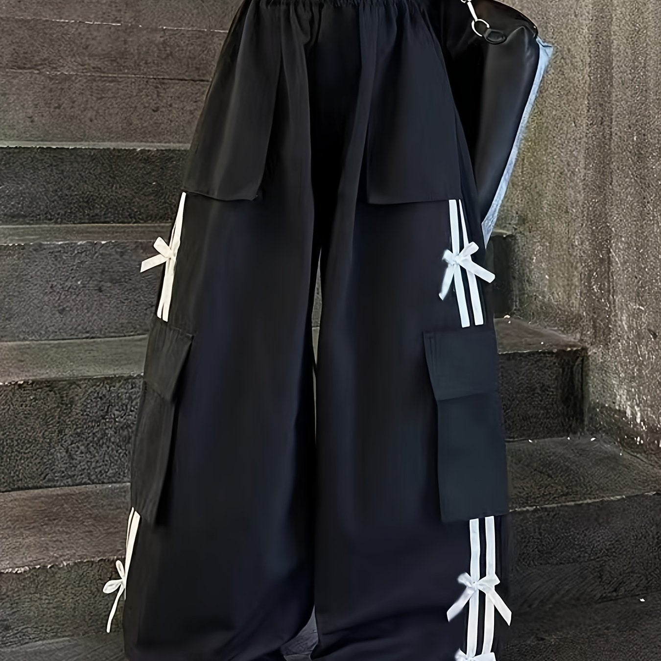 Детские брюки-карго Y2K для девочек, с эластичным поясом, свободный крой, весна-осень, уличная одежда для детей на свежем воздухе