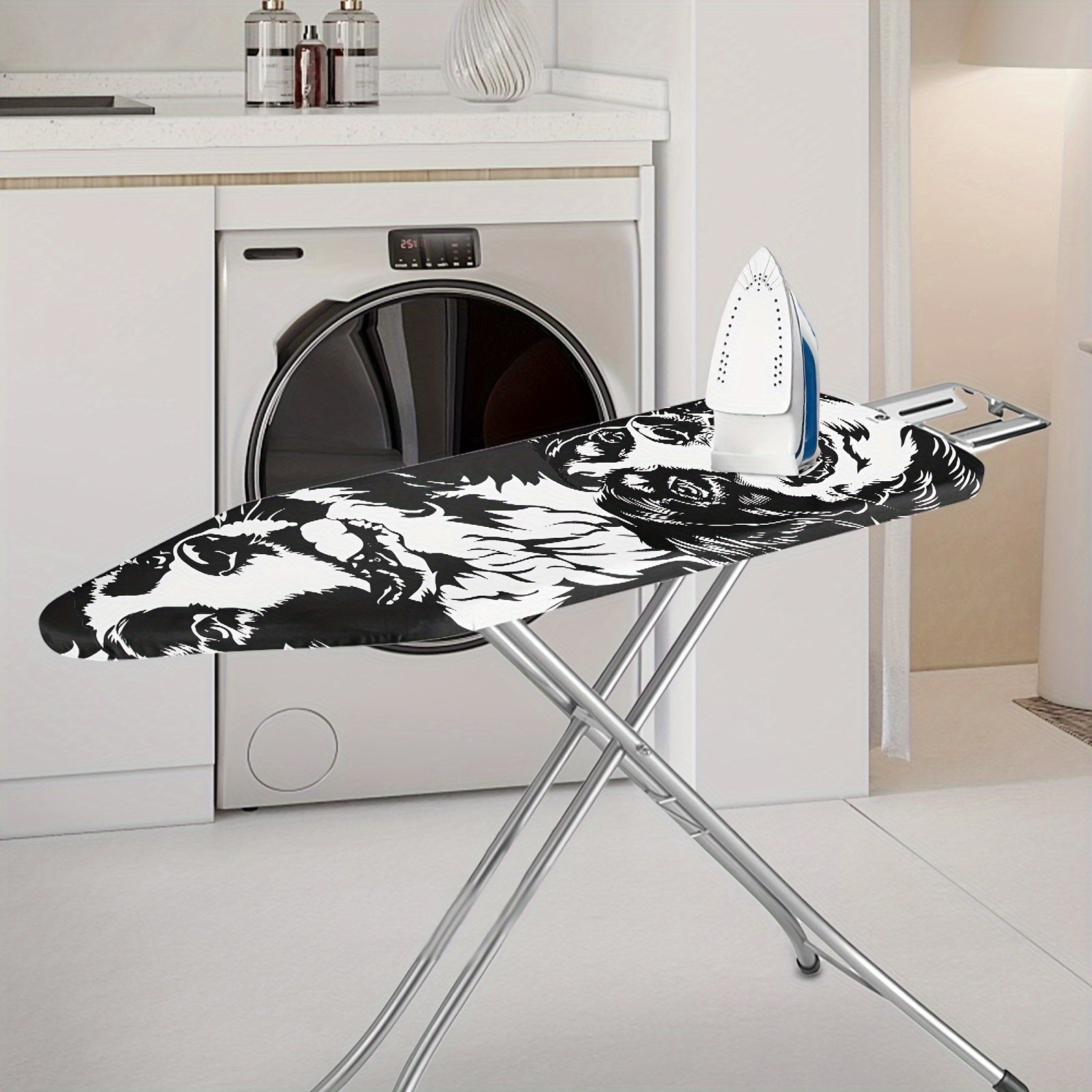 Dog Print Ironing Board Cover with Pad Non-Electric Easy to Install