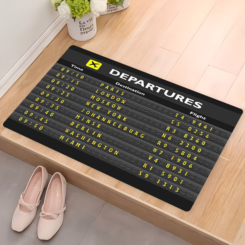 Flannel Door Mat Non-Slip Travel-Inspired Design Easy to Clean Indoor Outdoor