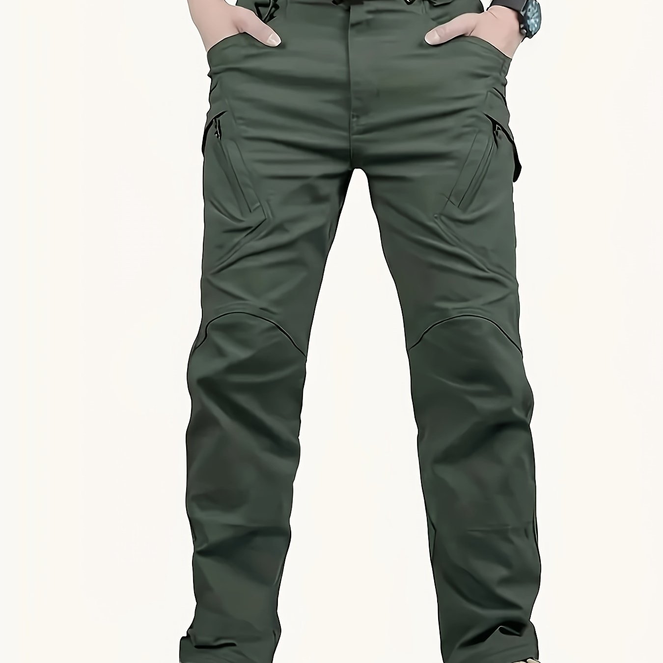 Men's Waterproof Cargo Pants for Outdoor Activities with Pockets and Solid Color