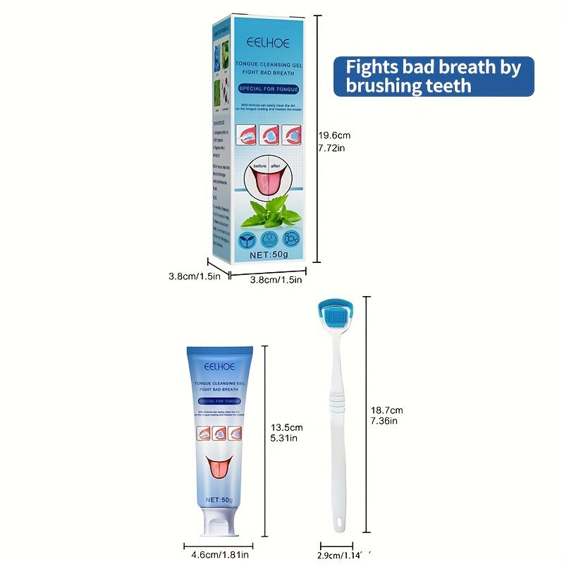 Tongue Cleansing Gel With Brush Deep Clean Oral Care 1.76oz