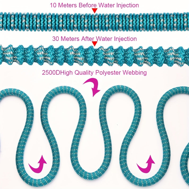 Расширяемый резиновый садовый шланг для полива и мойки автомобиля с универсальными соединителями